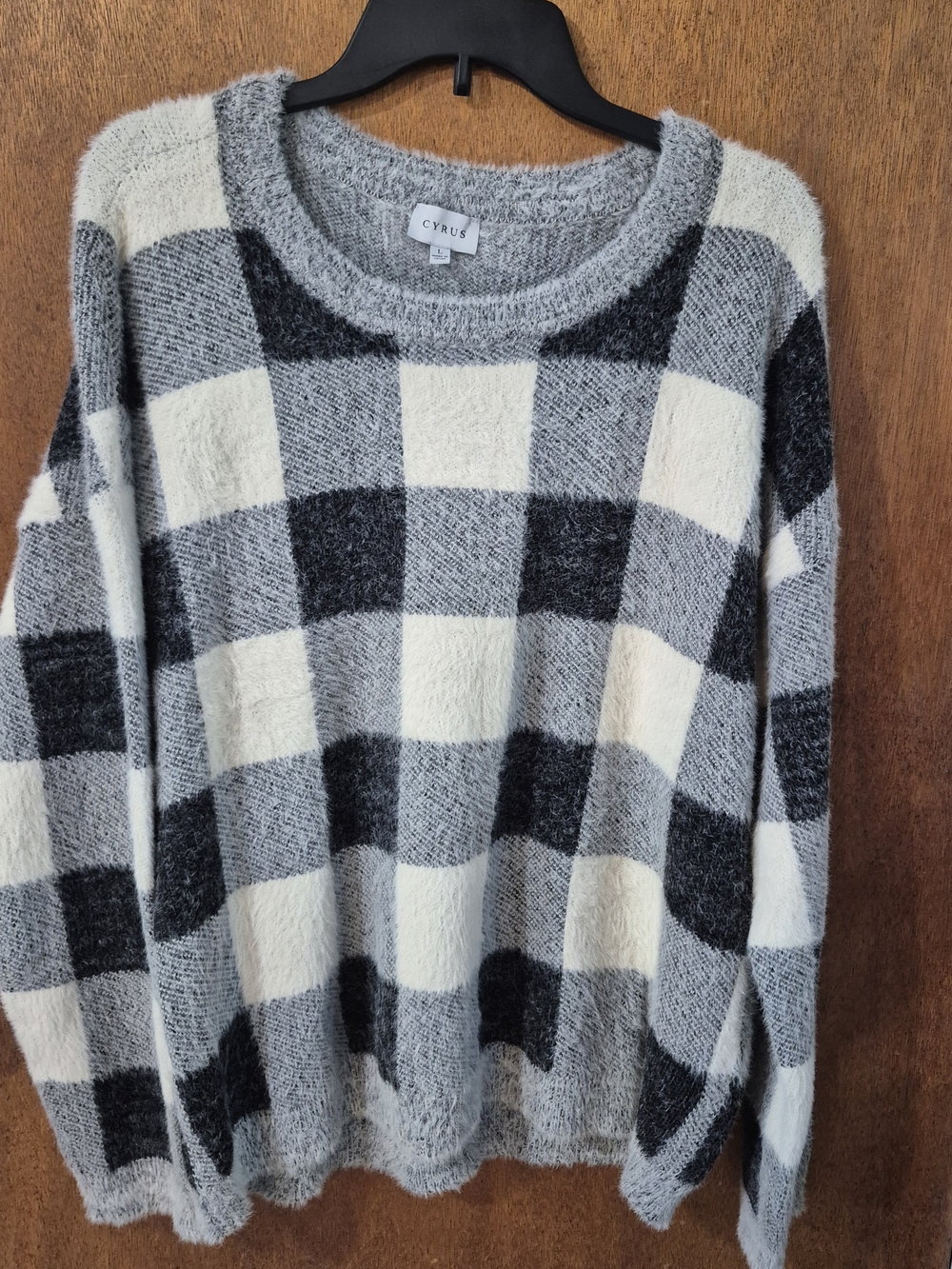 Cyrus Black & Gray Checkered Cozy Sweater